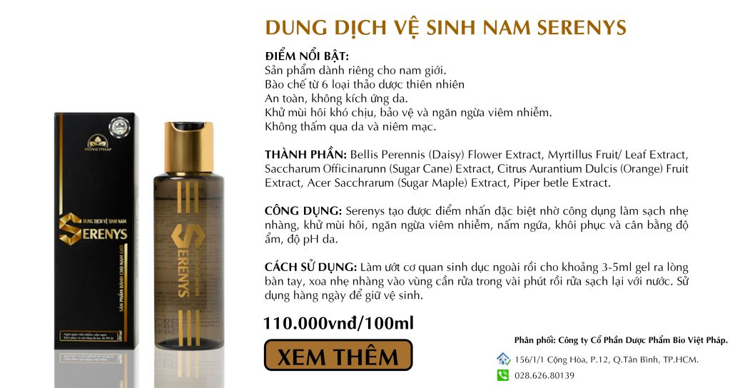 Thông tin dung dịch vệ sinh nam Serenys